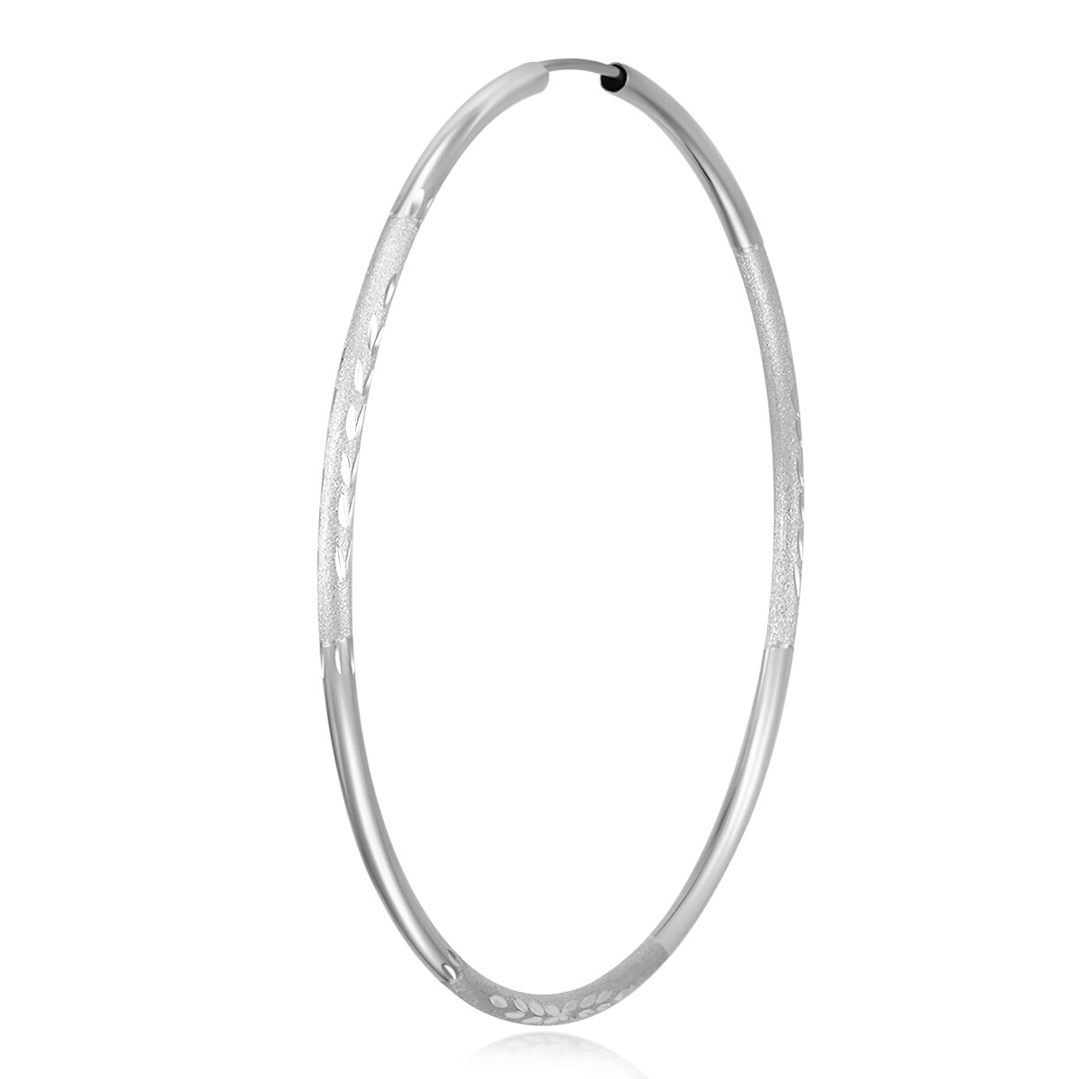 Wellingsale 14k White Gold Diamond Cut 2mm Endless Hoop Earrings (60 x 60 mm)