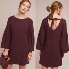 Anthropologie New Cloth & Stone Size S Purple Tiffany Tunic Dress Tie Back NWT
