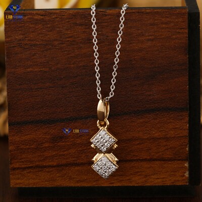 0.23 TCW Round cut Labgrown Diamond Pendant WithChian 18K Yellow Gold Labstone