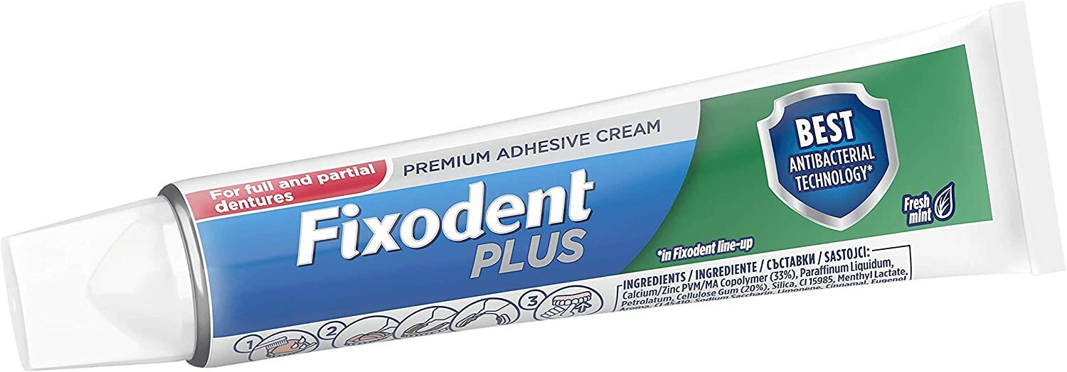 3x Fixodent Plus Best Antibacterial Technology Premium Adhesive Cream