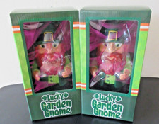 Lot of  2  GNOME STATUES. St. Patrick's "LUCKY" IRISH GARDEN GNOMES. BNIB