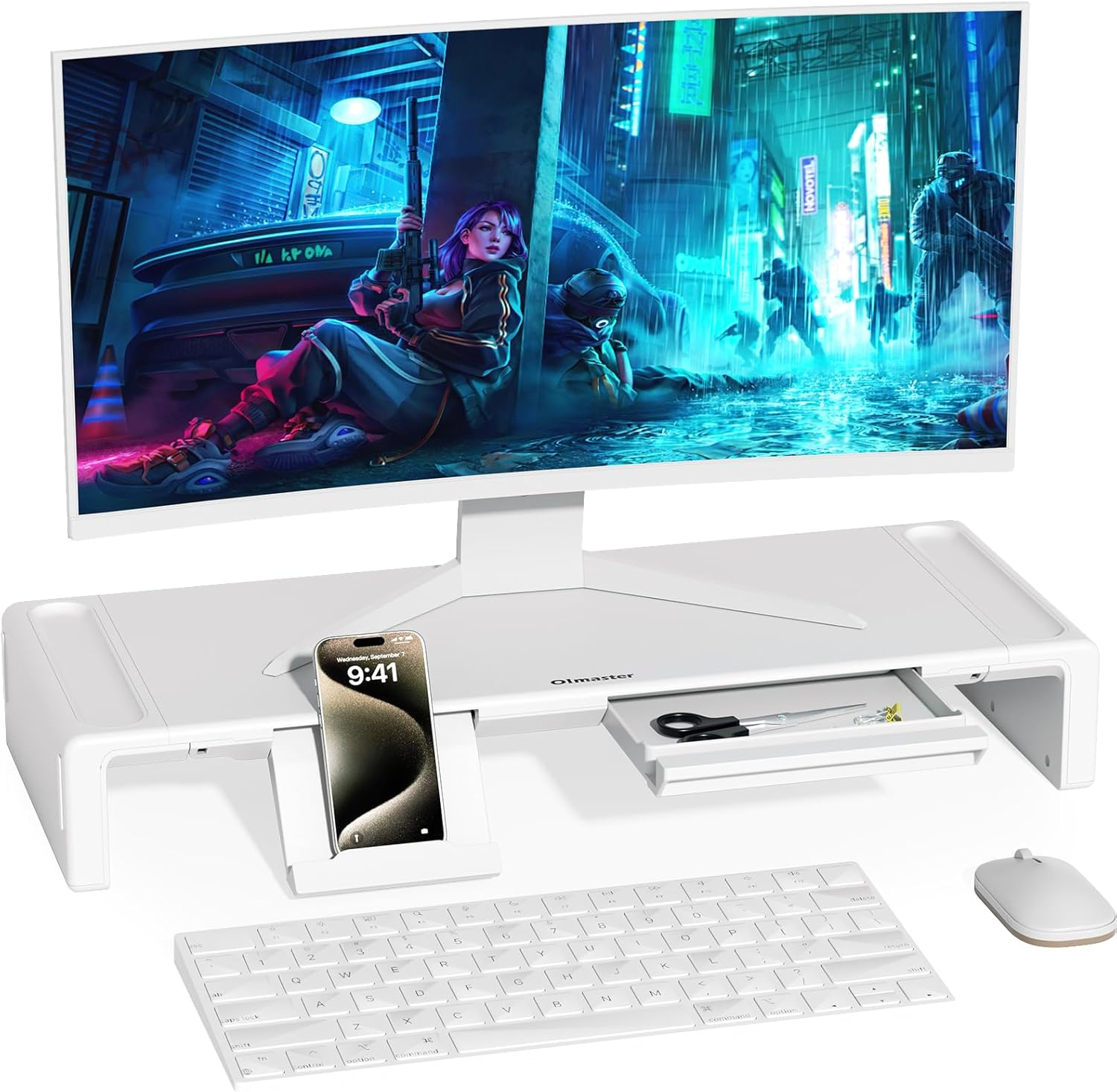 Foldable Adjustable Length Monitor Stand Riser for Enhanced Computer Setup-image