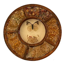 Vtg Lucite Resin Design Gifts Deviled Egg Plate Butterfly Dried Flowers Grain