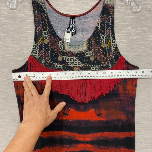 Maxi Vestido Desigual Para Mujer Grande Rojo Negro Corbata Cintura Flecos Sin Mangas Largo Boho - Imagen 10 de 16