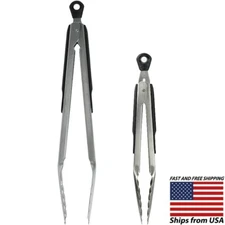 OXO Good Grips 9"-12" Kitchen Tongs Stainless Steel Locking For Cooking-Serving 