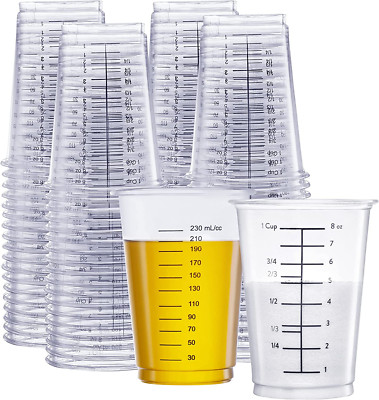 50 Pack Disposable Plastic Measuring Cups for Baking Cooking Epoxy Resin Mixing