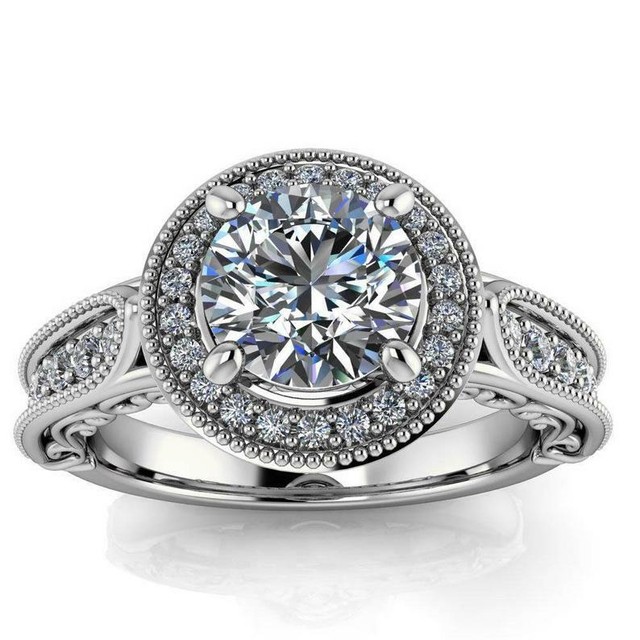 1.35CT Round Vintage gorgeous Ophelia Halo CZ 935 Silver Most Beautiful Ring 1.35CT Round Vintage gorgeous Ophelia Halo CZ 935 Silver Most Beautiful Ring