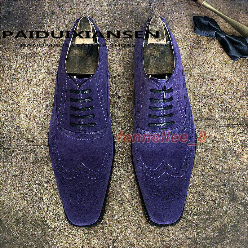 SAOLA Scarpe eleganti formali Oxford intagliate uomo vera pelle scamosciata inglese punta quadrata nuove