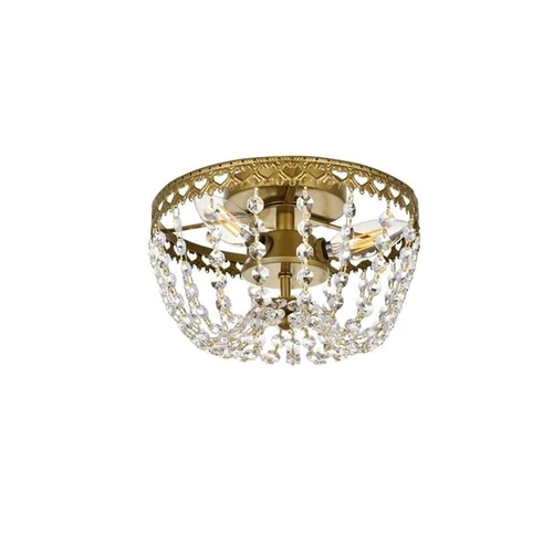 Elegant Lighting Kylie 10" Iron and Crystal Flush Mount in Brass - Picture 4 of 8