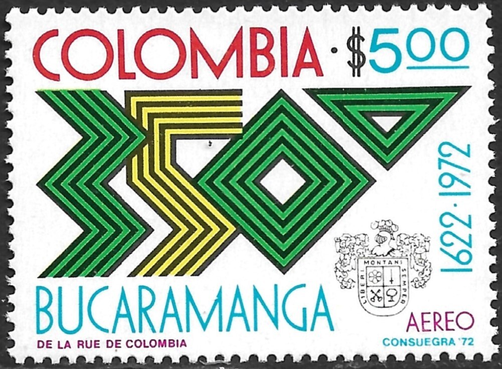 Colombia Scott #C580 Airmail VF Mint Never Hinged Issued 1972 Bucaramanga
