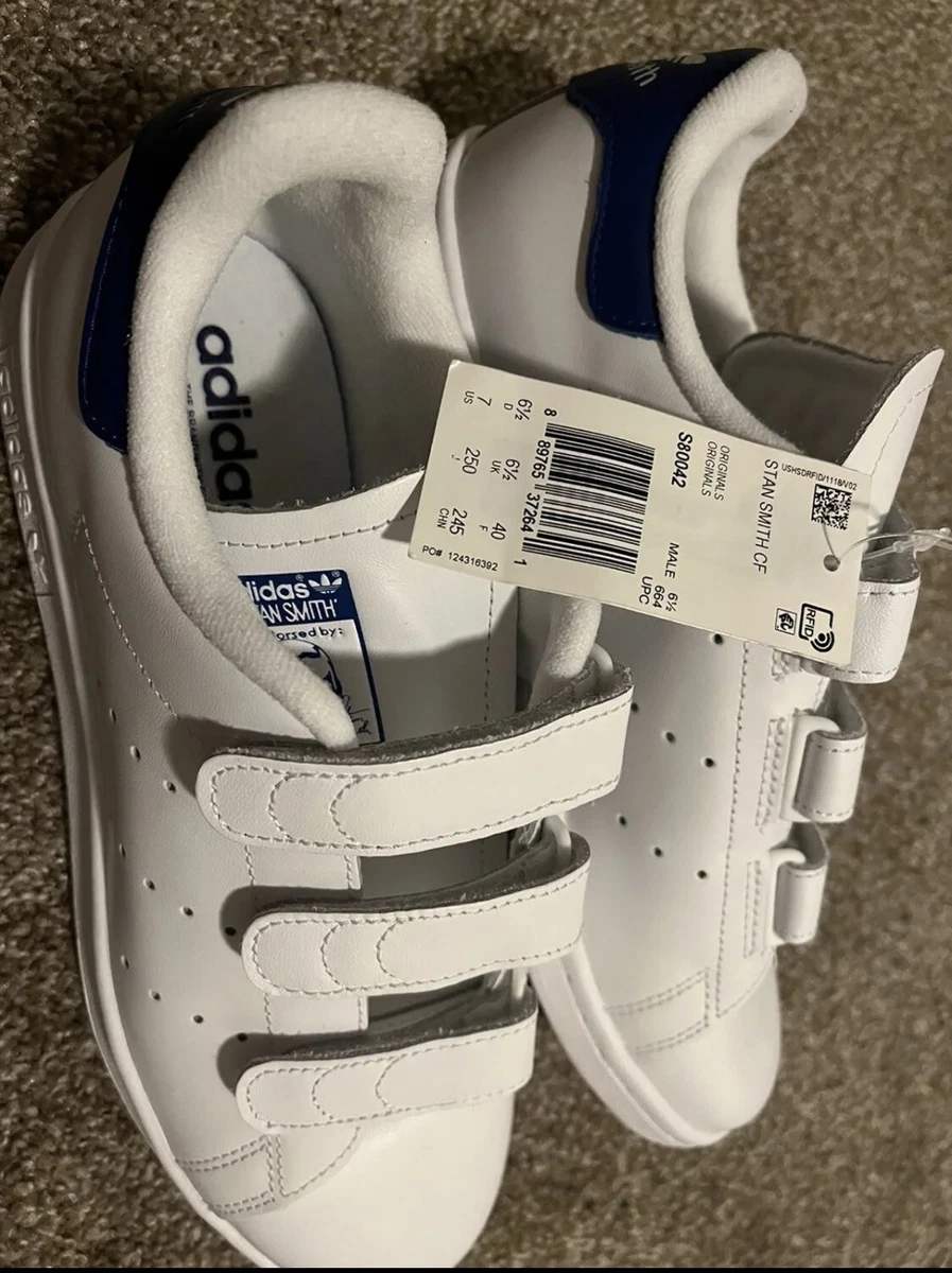Adidas Originals Stan Smith CF sneakers in white and navy eBay