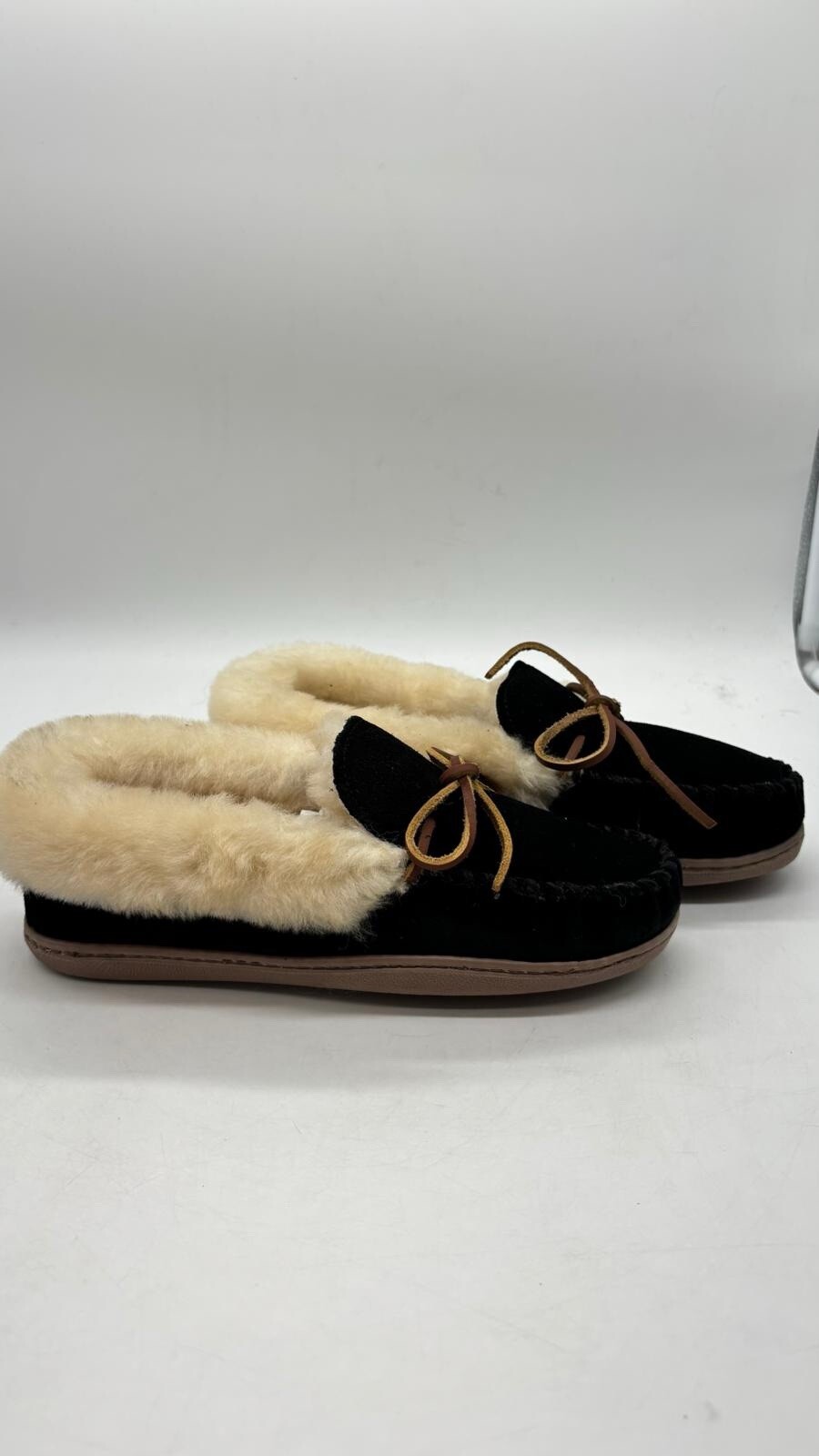 SAOLA Mocassino Minnetonka donna taglia 8 nero pelle di pecora alpina suola rigida 3370