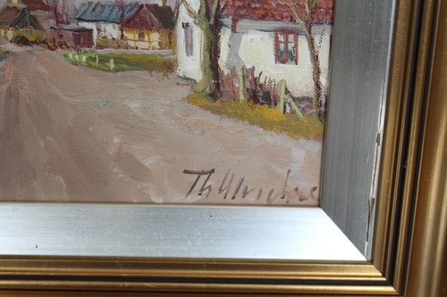 DEKORATIVES DÄNISCHES GEMÄLDE "DÄNISCHE DORFSTRAßE" SIGNIERT #11705 - Bild 3 von 3