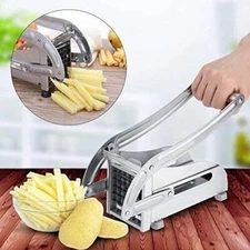 Potato Chipper Chip Chopper Cutter Slicer Maker & 2 Steel Edges French Fries