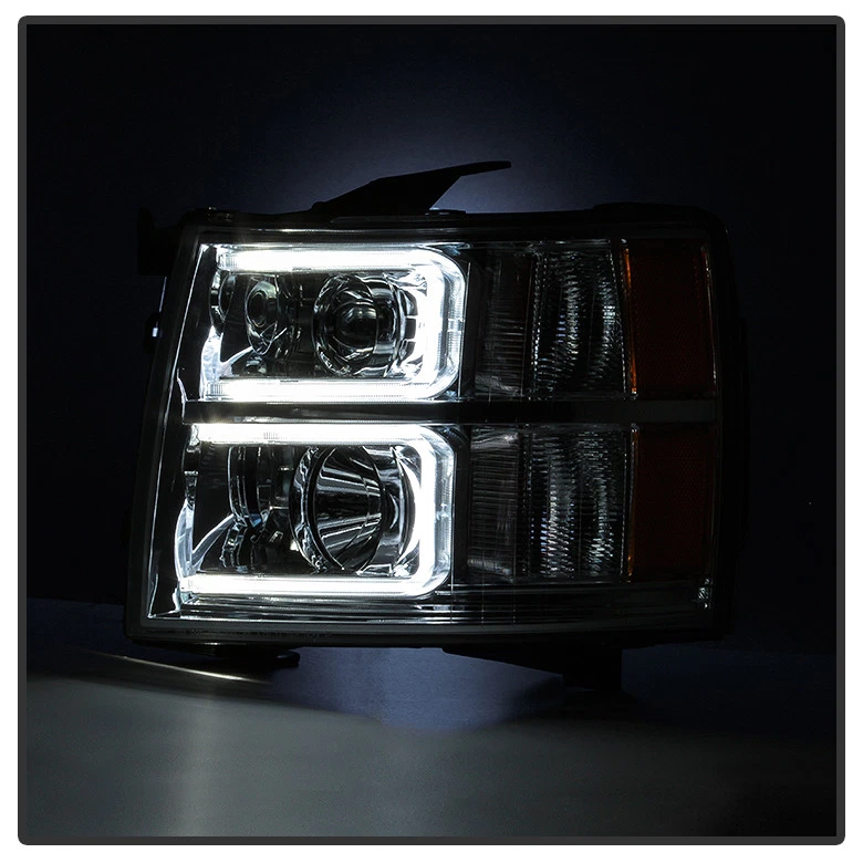 Faros proyectores LED [tubo C] para Chevy Silverado 1500 2500HD 3500HD 2007-2013 Foto 3 de 4