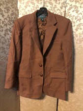 Ralph Lauren Vintage Chocolate Brown Wool Blend Jacket Blazer Size 10