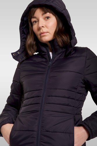 Navy Blue Longline Puffer Jacket 