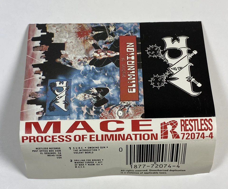 MACE Process of Elimination Cassette-Metal Restless COMA Records 1985 Foto 4 de 4