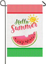Hello Summer Garden Flag 12X18 Inch Double Sided Watermelon Garden Flag Buffalo