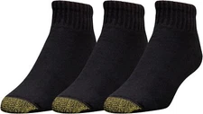 GOLDTOE Men's Ultra Tec Performance Ankle Socks, 3-Pairs Large, Black 