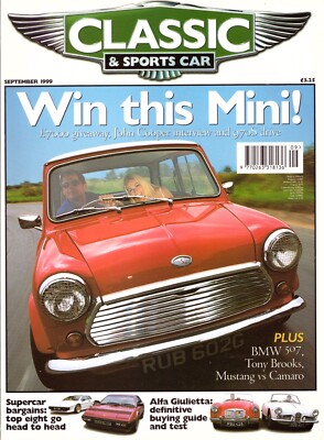 Classic & Sportscar 09/1999, u.a. BMW 507, Alfa Giulietta, Bentley 8-litre, BRM