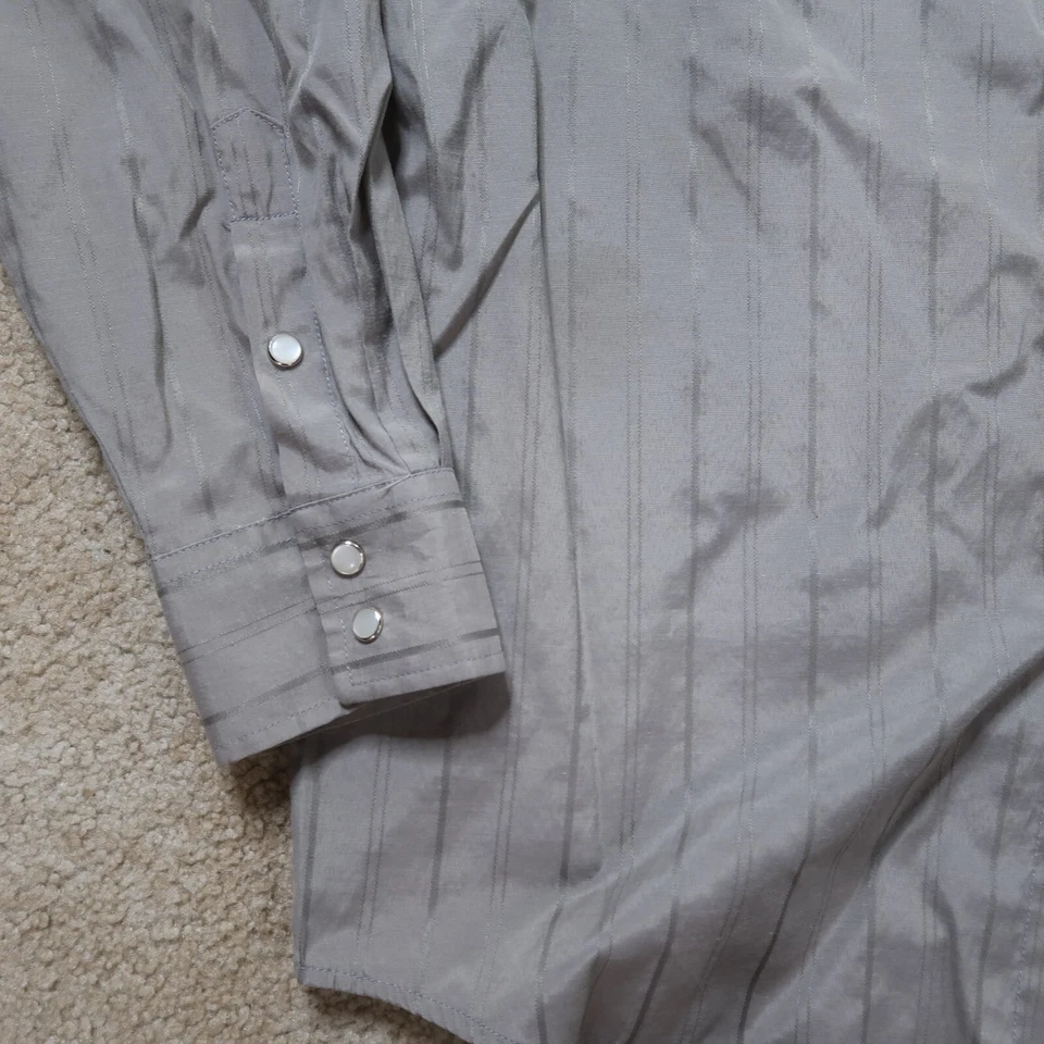 Renegade Western Pearl Snap Front Shirt Men's Large Long Sleeve Gray Cowboy - Image 2 of 4