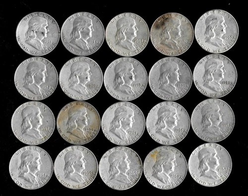 New ListingFranklin Half Dollar Roll (20 Coins)  90% Silver (1948-63) Lot D86