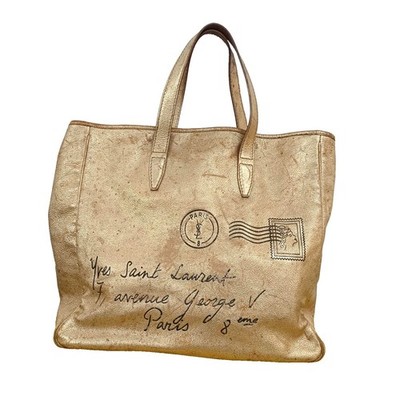 Original Yves Saint Laurent (YSL)  Y-Mail  Tote Handbag  Gold Metallic   Vintage