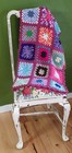 Vintage Crochet/Granny Square Blanket/Throw/Afghan/Cot 1m X 1m Boho/Retro