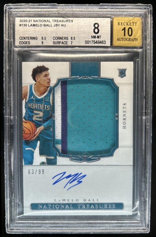 2020-21 National Treasures LaMelo Ball Jersey Auto RC #/99 Hornets BGS 8/10