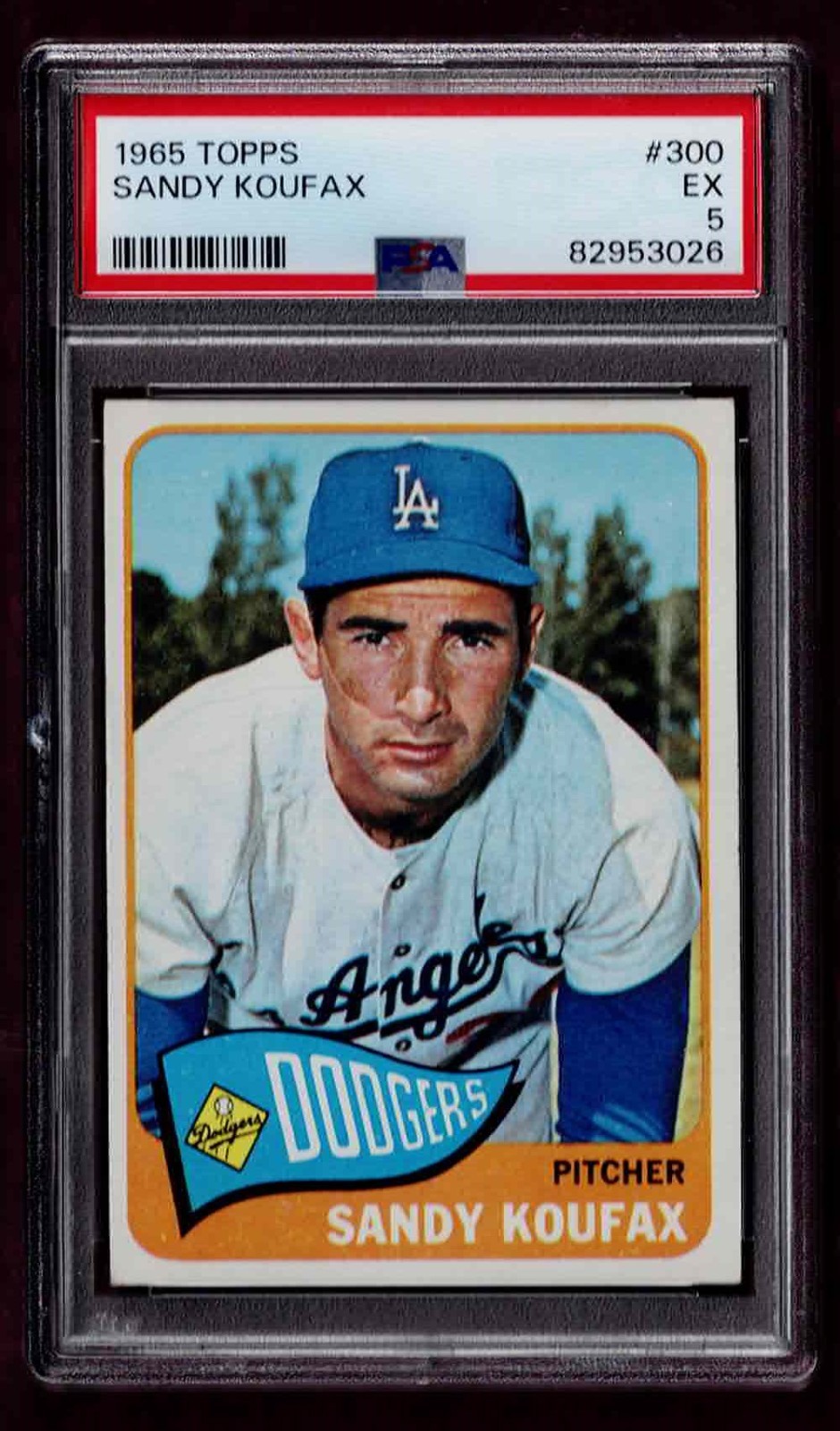 1965 TOPPS Baseball #300 Sandy Koufax Los Angeles Dodgers HOF PSA 5