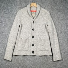 Aubin Studham Cardigan Mens Small Grey 80% Wool Shawl Collar