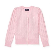 Polo Ralph Lauren Girls Mini Pink Cable Knit Cardigan Sweater Size 6 Pony Logo