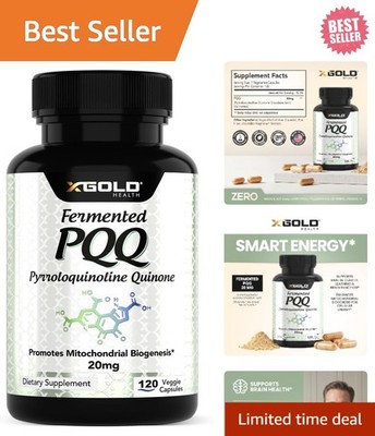 Gluten-Free PQQ 20mg Capsules - Boost Energy & Cognitive Function, 120 Count