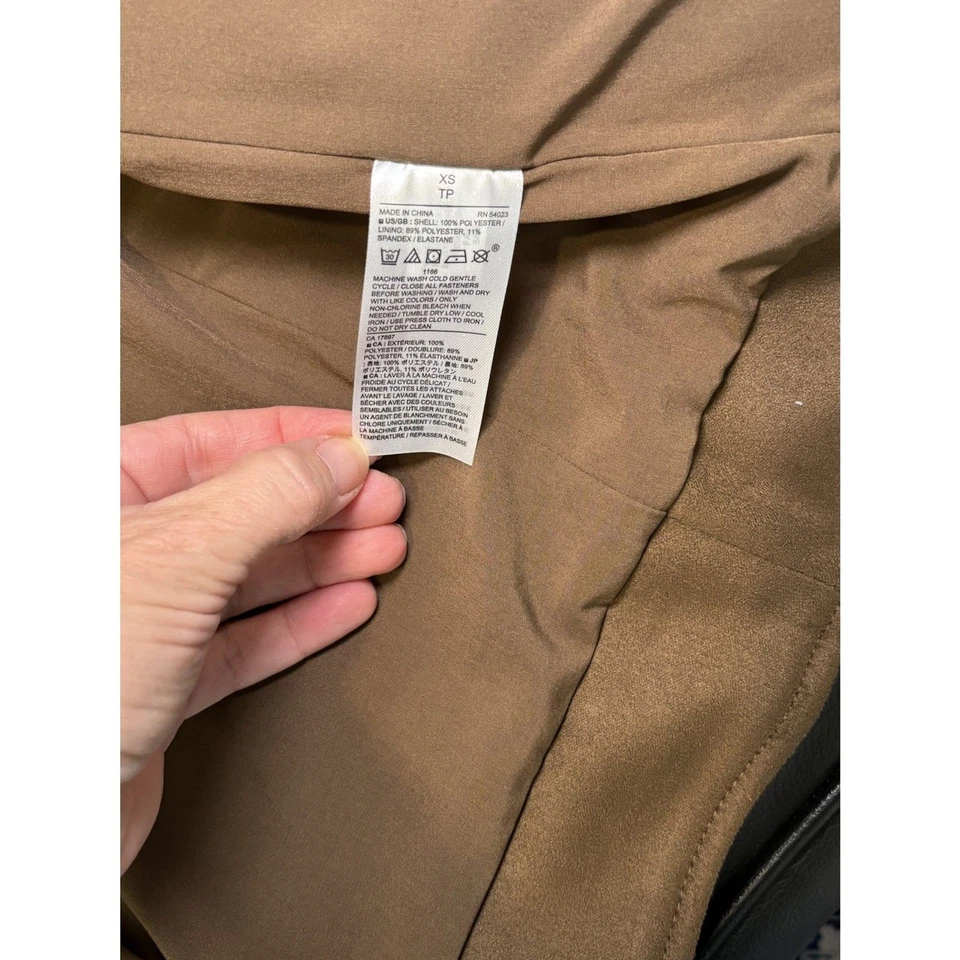 Chaqueta de motociclista Banana Republic de gamuza vegana XS marrón imitación gamuza cremallera nueva con etiquetas Foto 4 de 4