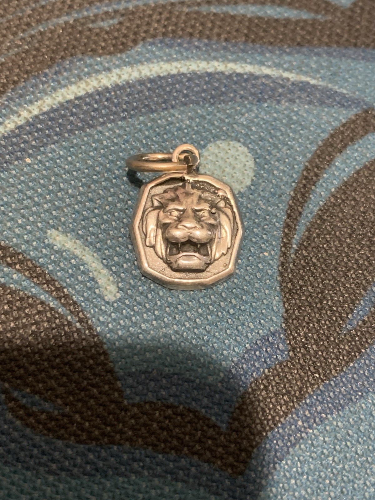 Sterling Silver 925 Octagonal Lion Head Pendant