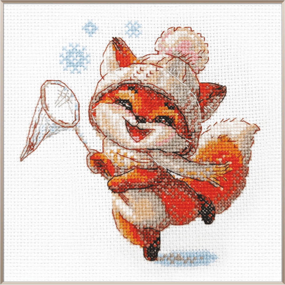Aine counted cross stitch kit ""Playful Fox"", 15x15cm, DIY