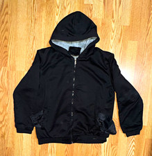 Men's Black Full Zip Hooded Jacket Fleece Lined Short Casual Size XL Regular
