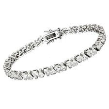 Silver tennis bracelet cubic zirconia 7 inch rhodium ladies line bar 