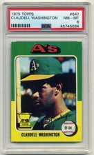 1975 Topps #647 Claudell Washington Rookie Card PSA 8 NM-MT Oakland Athletics. rookie card picture