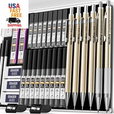 34PCS Art Mechanical Pencil Set, Metal Drafting Pencil 0.3 Mm & 0.5 Mm & 0.7 Mm 