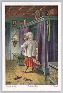 Rotkäppchen AK Wolf im Bett Rotk�ppen Otto Kubel Uvachrom 3733