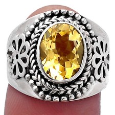 Natural Citrine 925 Sterling Silver Ring s.7.5 Jewelry R-1541