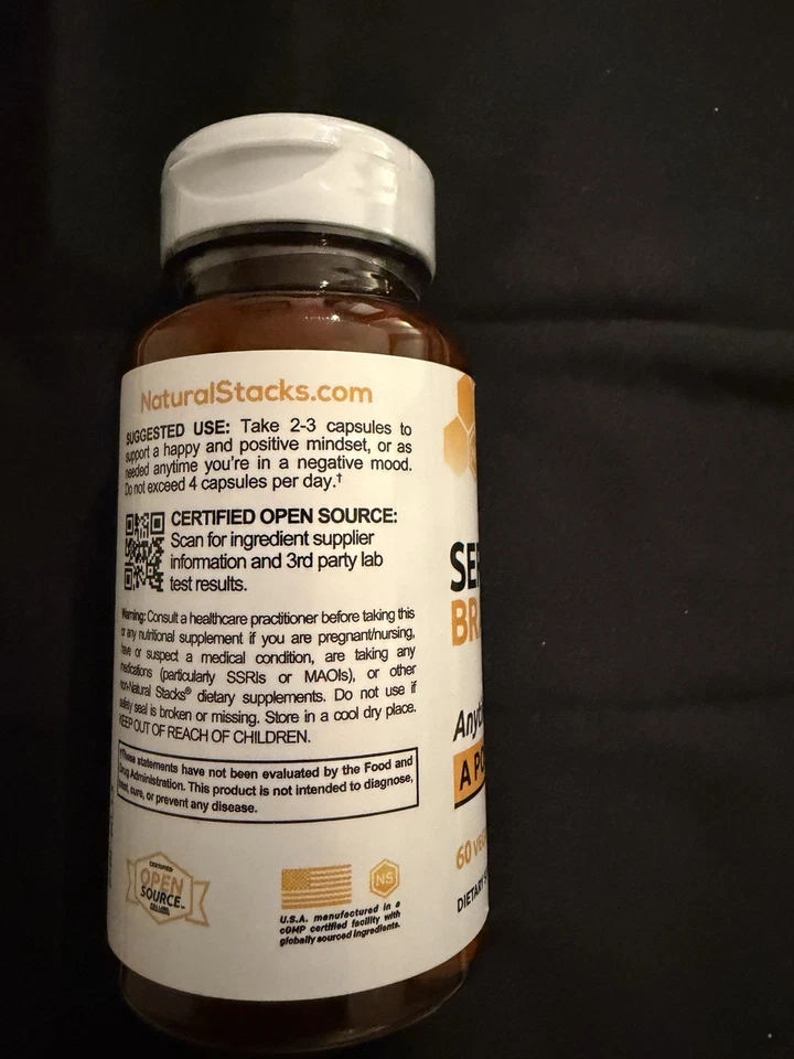 Natural Stacks Serotonina Alimento Cerebral para Estado de ánimo Positivo 60 Vcaps, Caducidad 04/2027 Foto 2 de 2