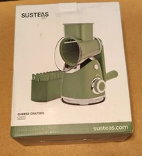 SUSTEAS Rotary Cheese Grater w/Handle 6 Blades, Round Slicer & Vegetable Grater