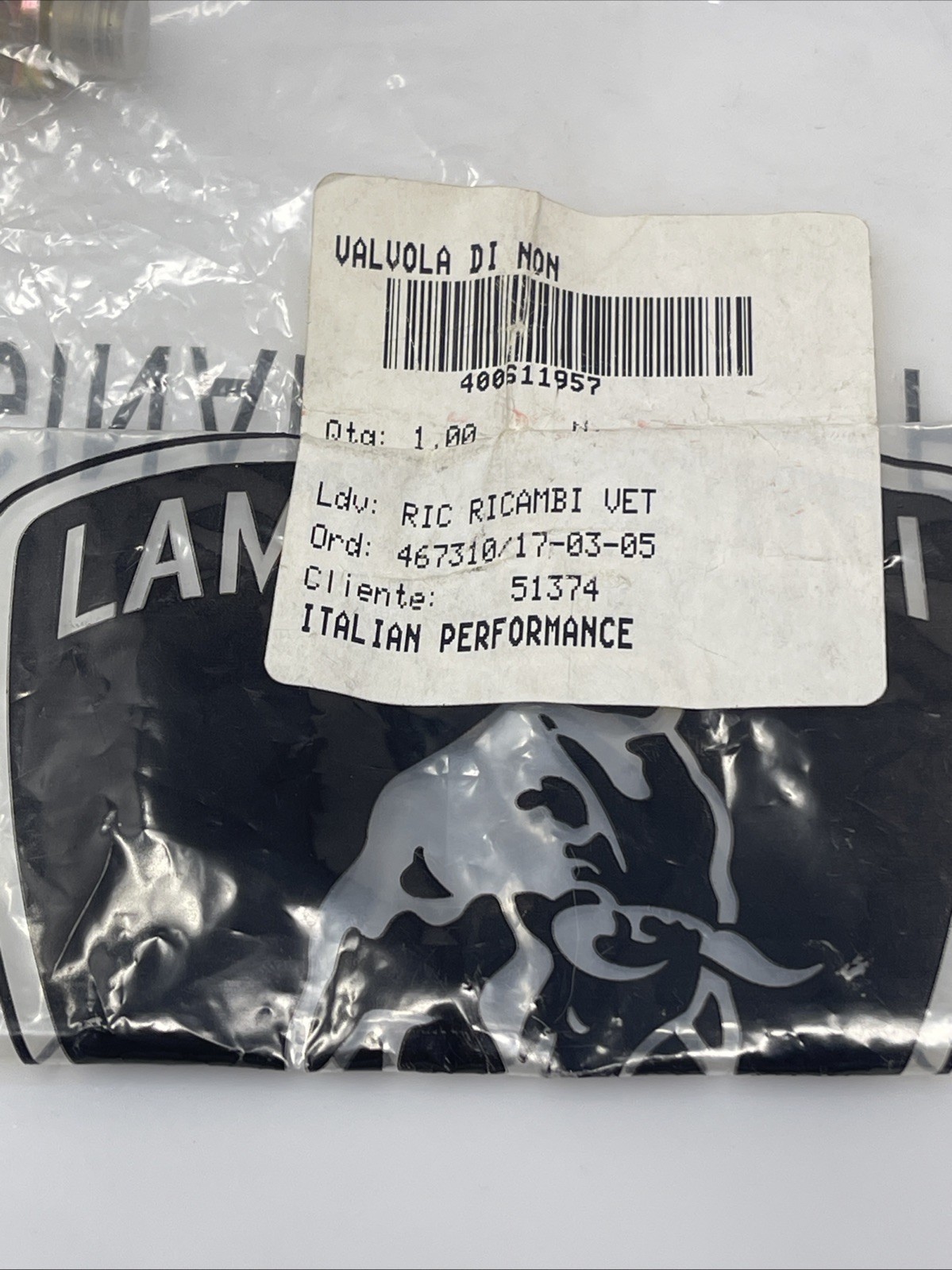 Genuine OEM Lamborghini Gallardo Check Valve 400611957, New