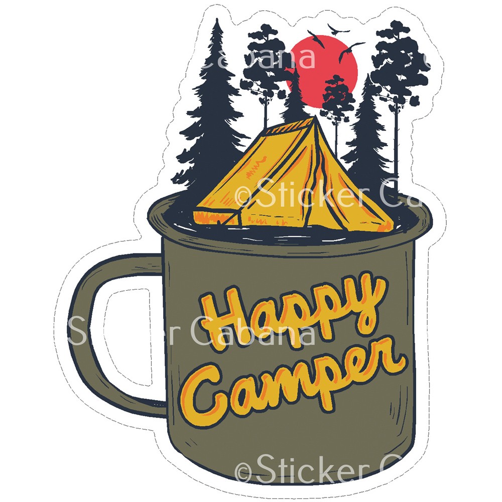 Кружка-наклейка Cabana Happy Camper Mug - Прочная керамическая портативная кофейная чашка для костра