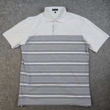 Peter Millar Crown Crafted Polo Shirt Mens XL White Striped Golf Performance