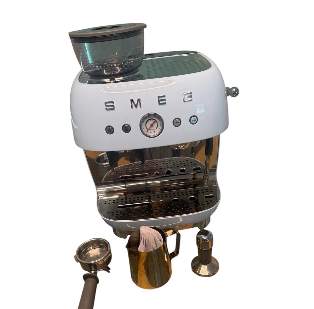 SMEG Pastel Blue Semi-Automatic Espresso Machine with Milk Frother EGF03PBUS