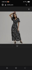 Nine West Black & White Puffed Short Sleeved  Tiered Maxi Dress XL